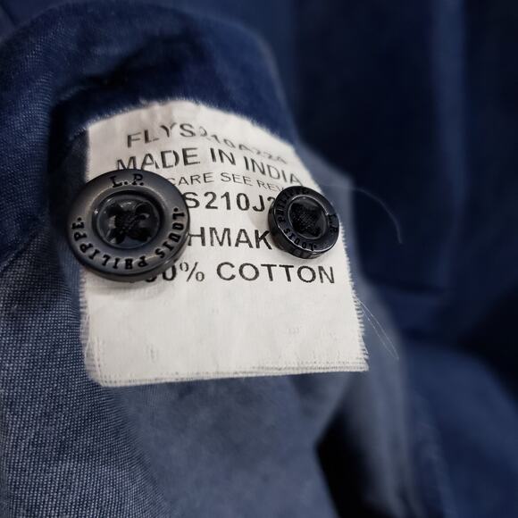 Louis Phillipe Tailored Fit Shirt Mens Medium Blue Long Sleeve Preppy Button Up - Picture 14 of 16